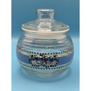 Vintage Kig Duck Geese Glass Container Jar Countrycore Candy Dish Sealed Lid